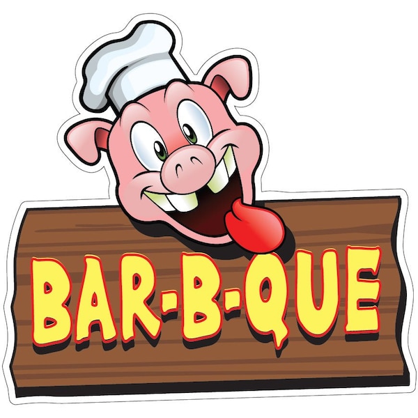Signmission Bar-B-Que Pig Sign Decal Concession Stand Food Truck Sticker, 8" x 4.5", D-DC-8 Bar-B-Que Pig Sign19 D-DC-8 Bar-B-Que Pig Sign19 - main